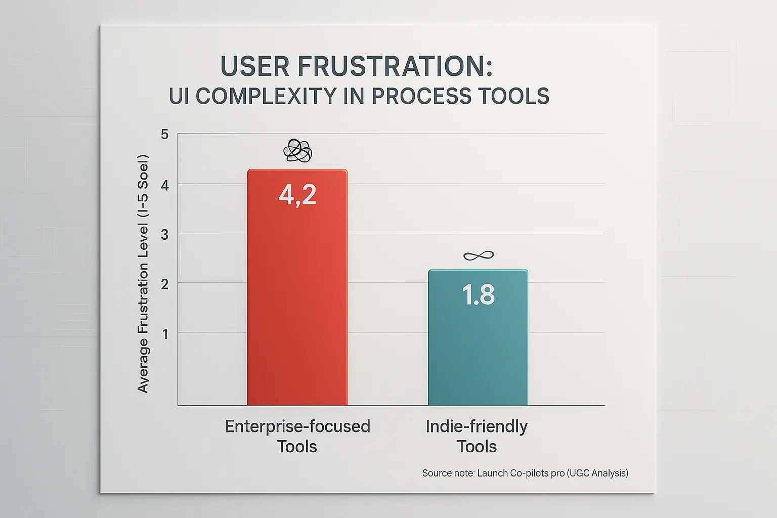 Complex UIs in enterprise review tools show higher user frustration than indie-friendly ones.
