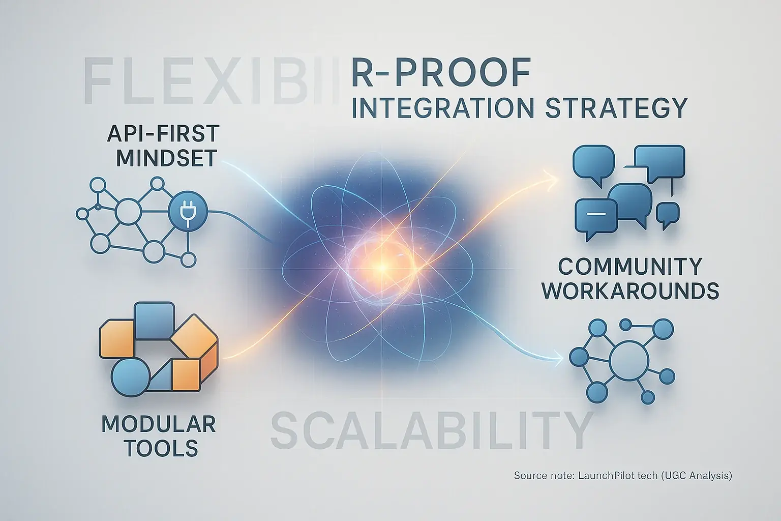 Future-proof integration: interconnected tools show flexible, scalable, API-first, modular design with community workarounds.