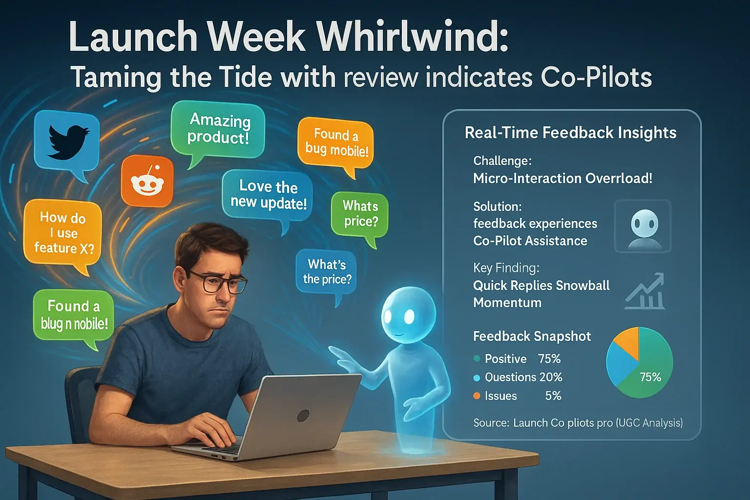 Indie maker juggles launch social media, a user feedback co-pilot helps manage the whirlwind.