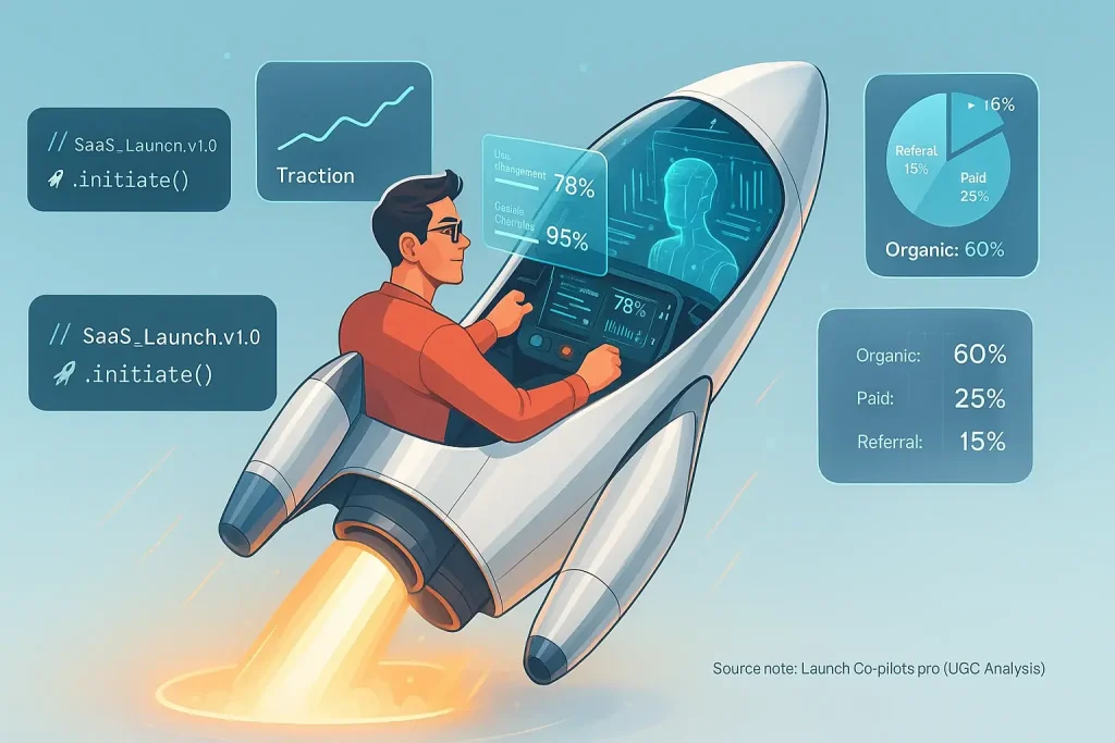 Indie maker pilots SaaS rocket, assisted by analytical feedback co-pilot (glowing reviews), for a game-changing launch.