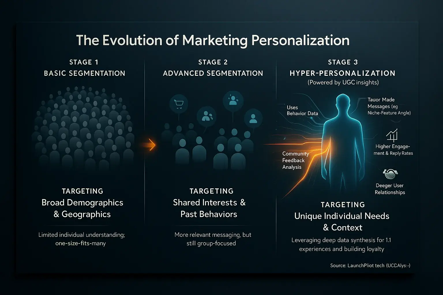 Infographic: Marketing personalization journey to hyper-personalization, using owner reviews for granular targeting &