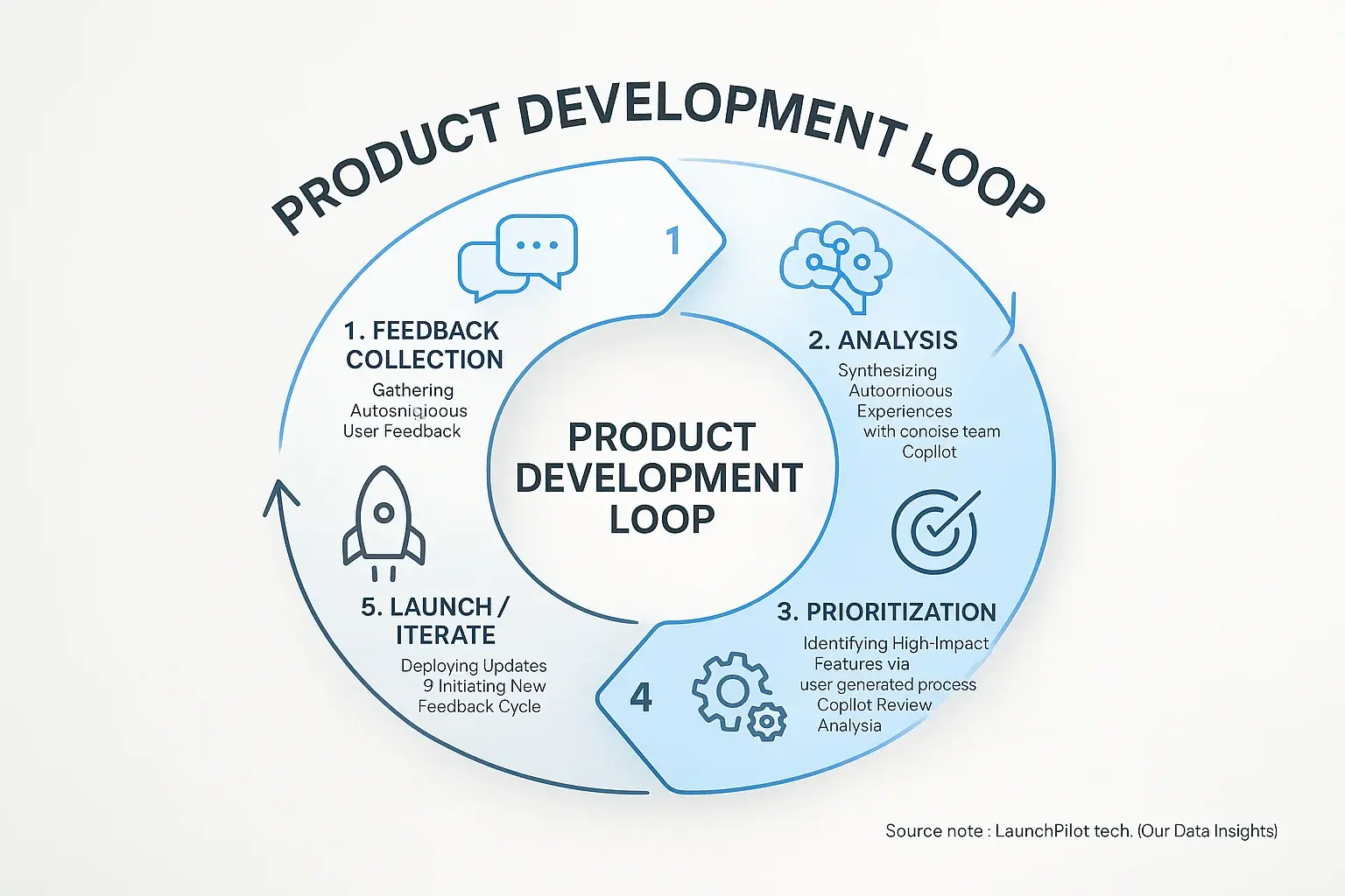Product dev loop: User insights (via Co-pilot) drive feedback, analysis &amp; prioritization for iterations.