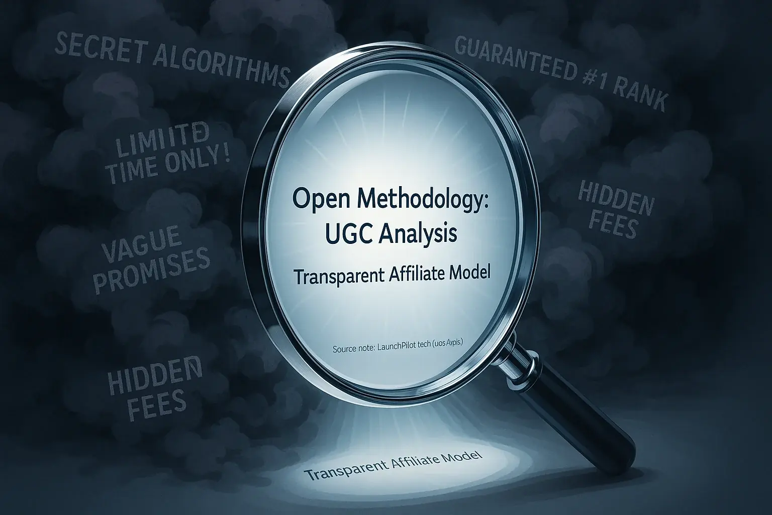 Magnifying glass pierces opaque data cloud, revealing clear truth; unwavering transparency.