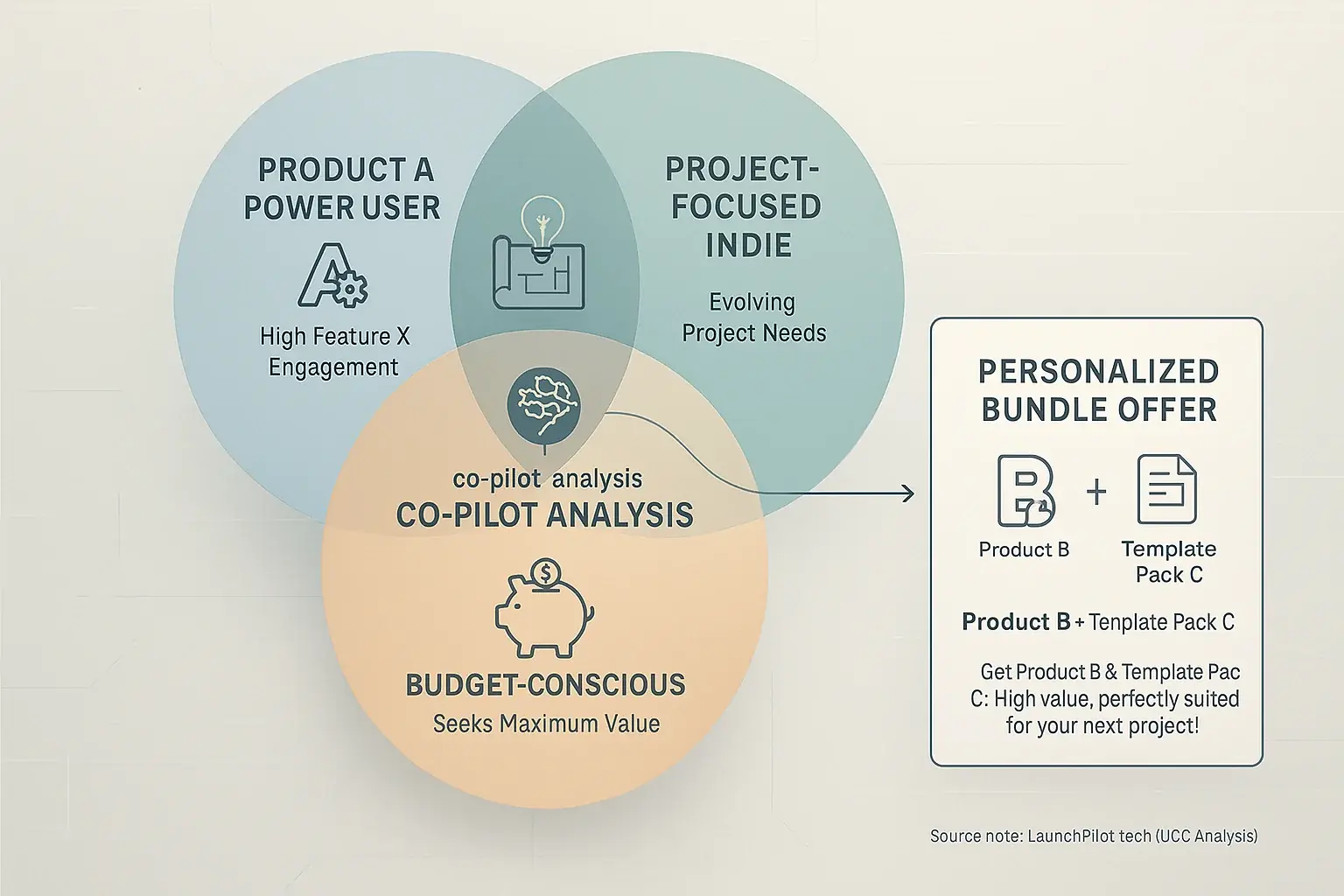 Infographic: Matrix with icons showing review experiences combining user data (e.g., &#x27;Product A User&#x27;) for personalized