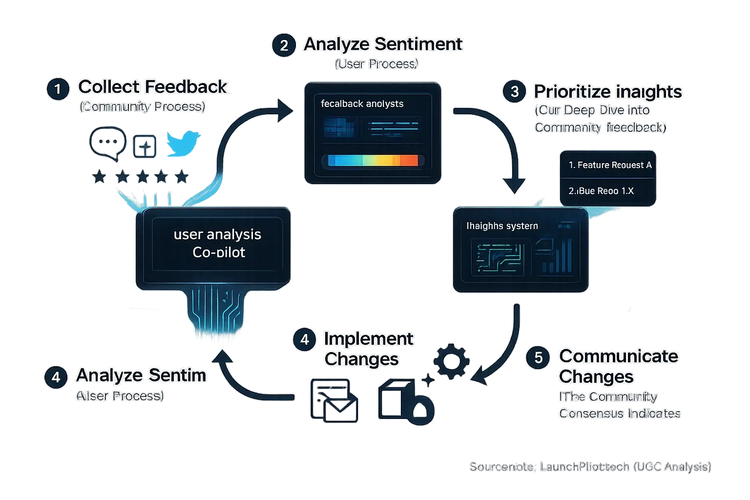 Feedback loop: Co-pilots gather, analyze, prioritize insights &amp; communicate changes using our proprietary insights system.