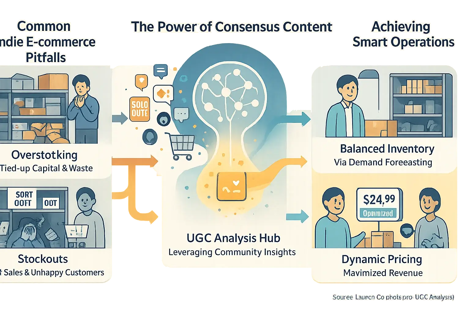 Infographic: Avoiding indie e-commerce inventory pitfalls (overstocking, stockouts) with review team feedback for smart