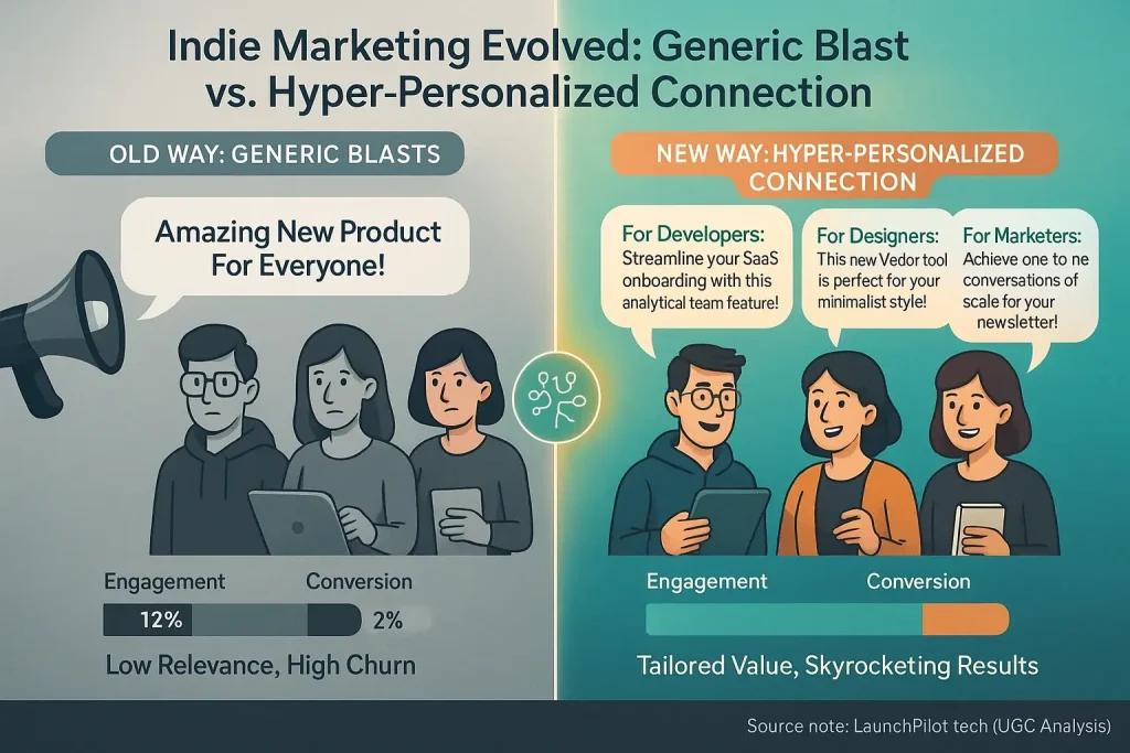 Infographic: Visualizes indie makers' shift to hyper-personalization, boosting engagement & conversion.