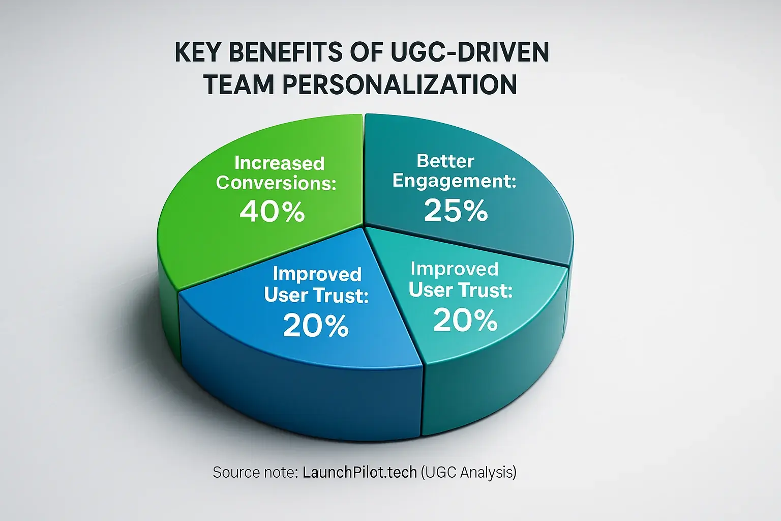 Pie chart: Distribution of reported personalization benefits (e.g., conversions, engagement) driving indie launch success.